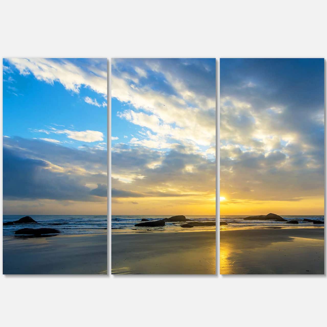 Designart - Beautiful Sunrise and Seashore - Large Seashore Canvas Wall Art